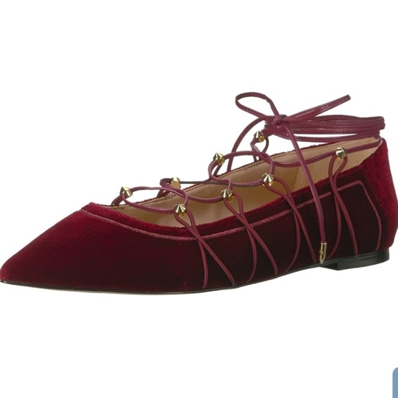 Sam Edelman Rockwell Velvet Lace Up Flats - Picture 1 of 7